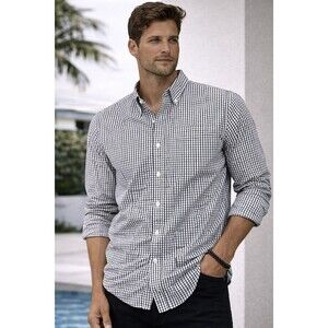 Chaps Men Long Sleeve Shirt Black And White Size L
